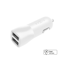 FIXED Autonabíječka s 2xUSB výstupem, 15W Smart Rapid Charge, bílá