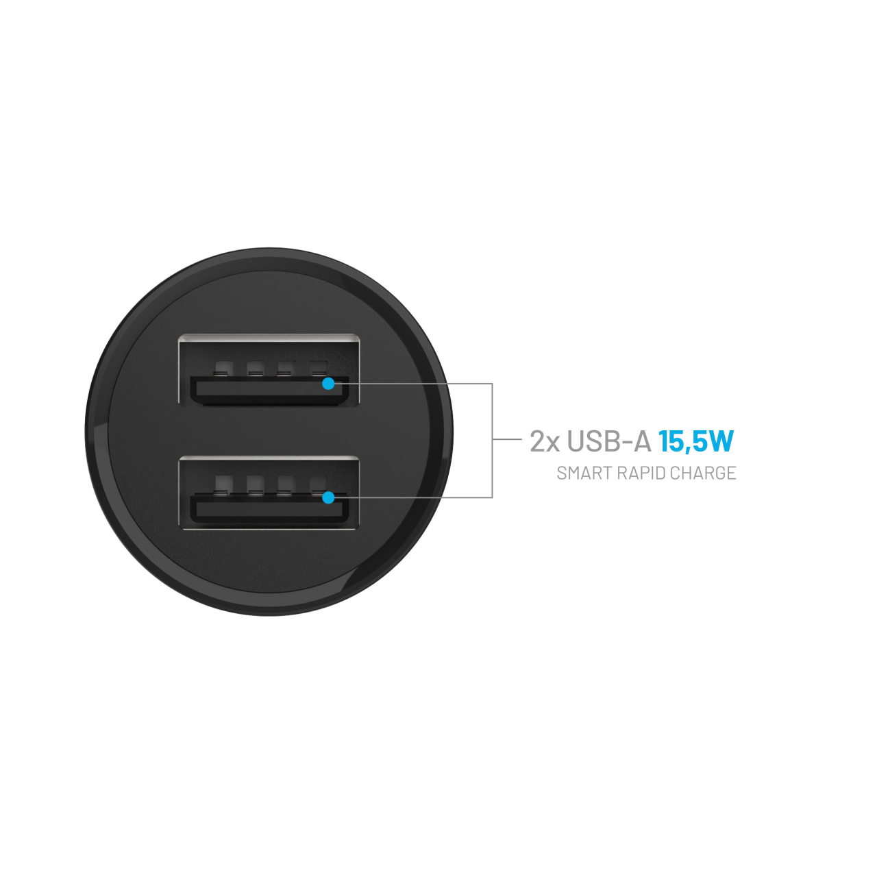 FIXED Set autonabíječky s 2xUSB výstupem a USB/micro USB kabelu, 1 metr, 15W Smart Rapid Charge, černá
