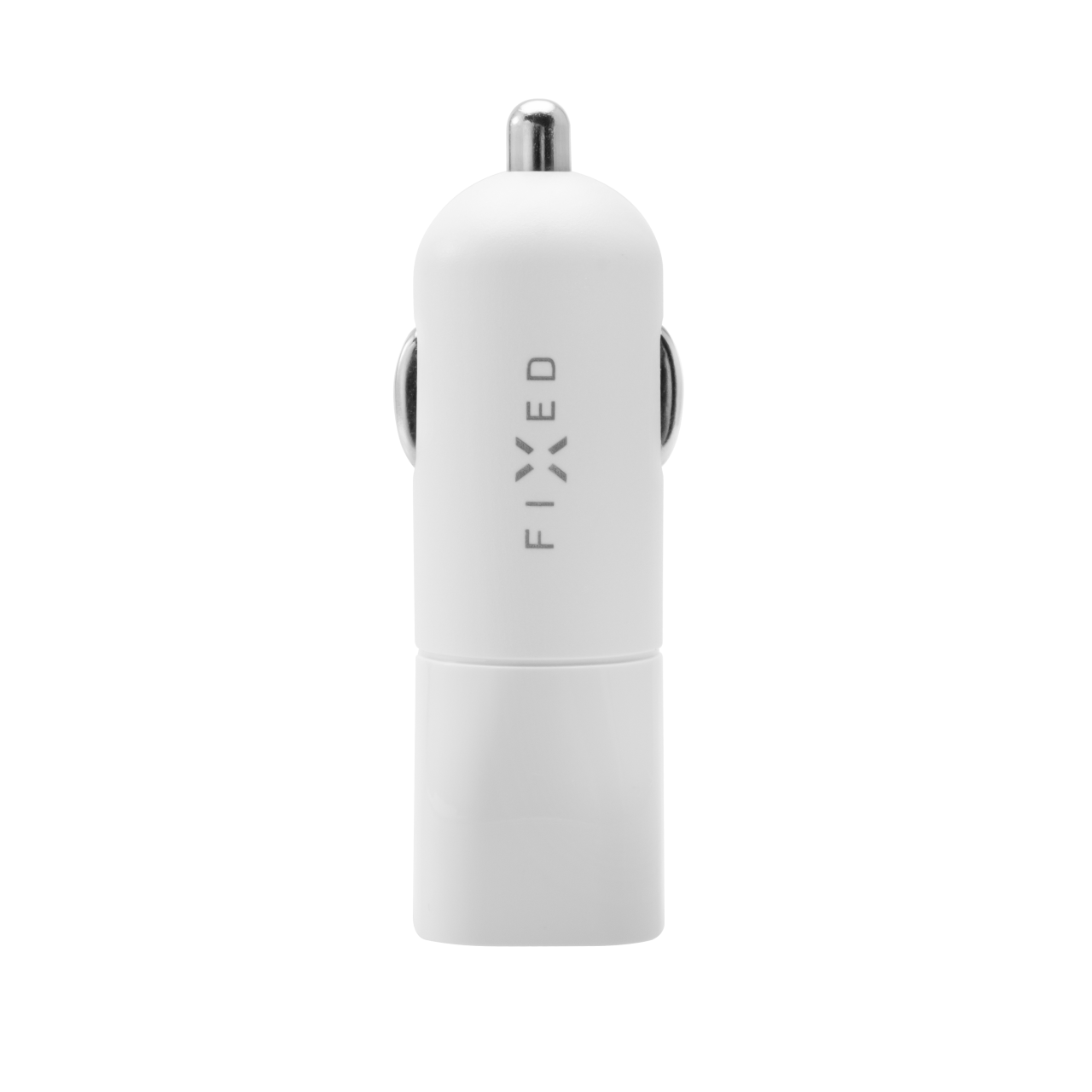 FIXED Set autonabíječky s USB-C výstupem a USB-C/Lightning kabelu, podpora PD, 1 metr, MFI, 18W, bílý