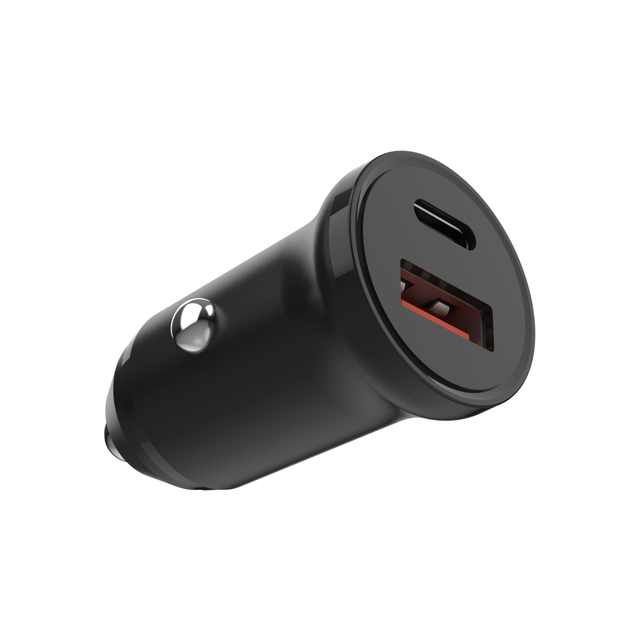 FIXED Autonabíječka s USB-C a USB výstupem a podporou PD, 20W, černá