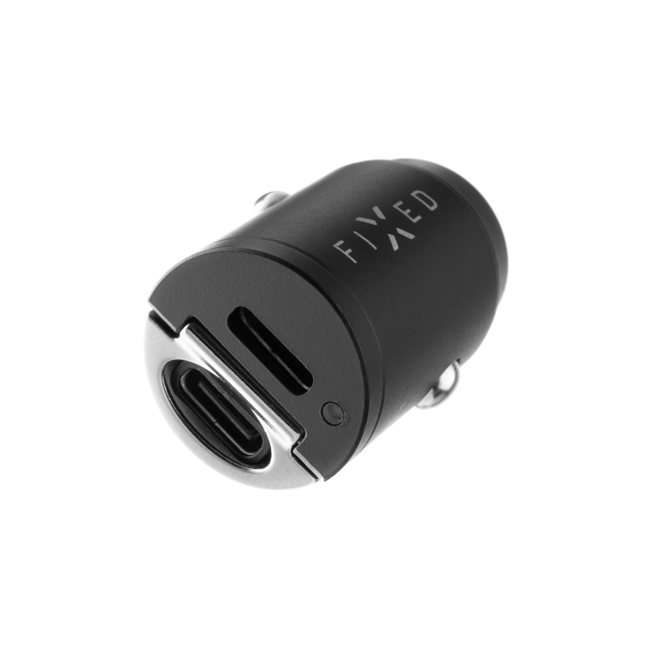FIXED Set autonabíječky s 2xUSB-C výstupem a USB-C/Lightning kabelu, podpora PD, 1,2 metr, MFI, 30W, černý