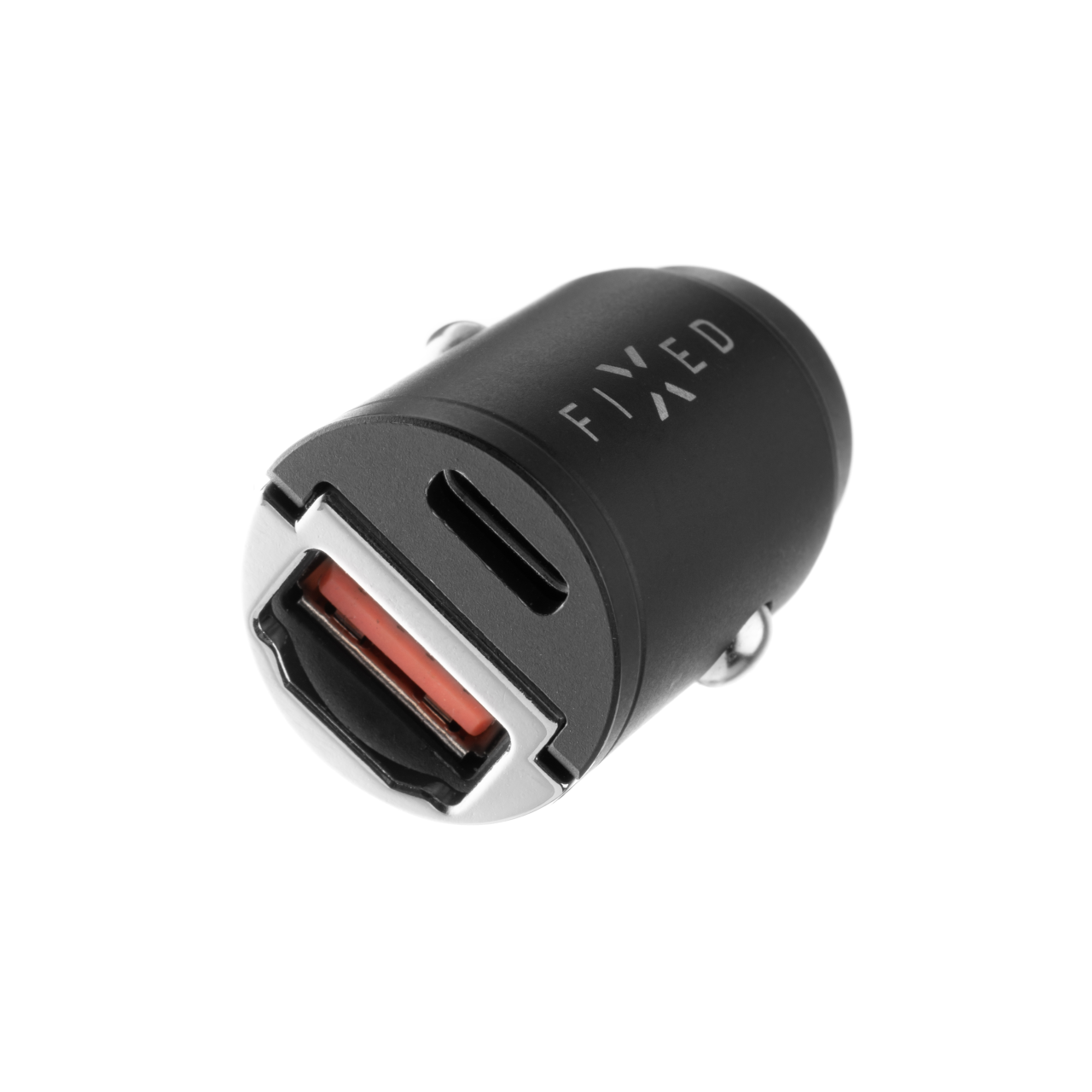 FIXED Autonabíječka s USB-C a USB-A výstupem v miniaturním provedení, podpora PD a QC 3.0, 30W, černá