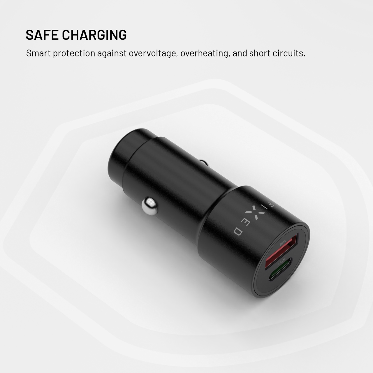 Autonabíječka FIXED USB-C + USB-A 63W černá