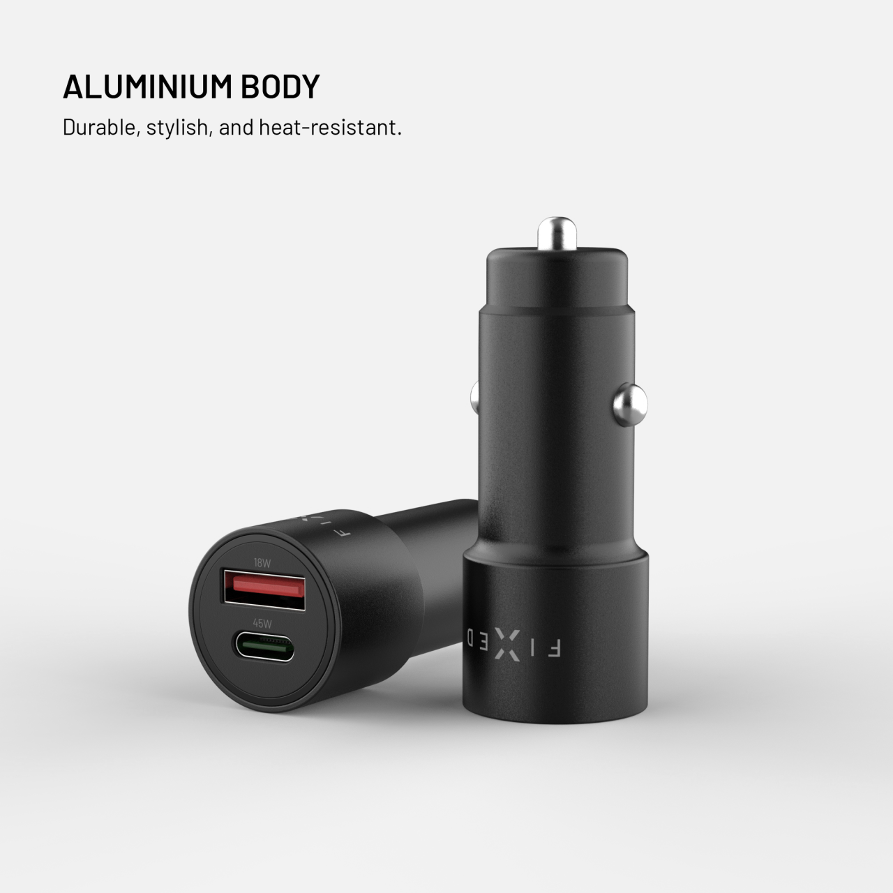 Autonabíječka FIXED USB-C + USB-A 63W černá