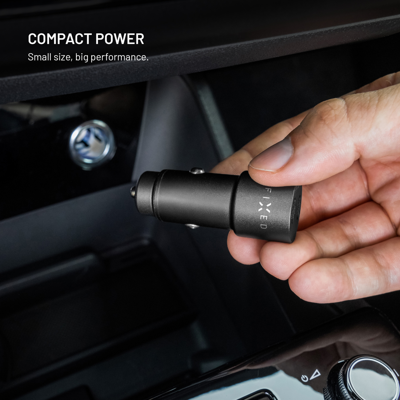 Autonabíječka FIXED s 2xUSB-C výstupem, podpora PD 3.0, 65W, černá