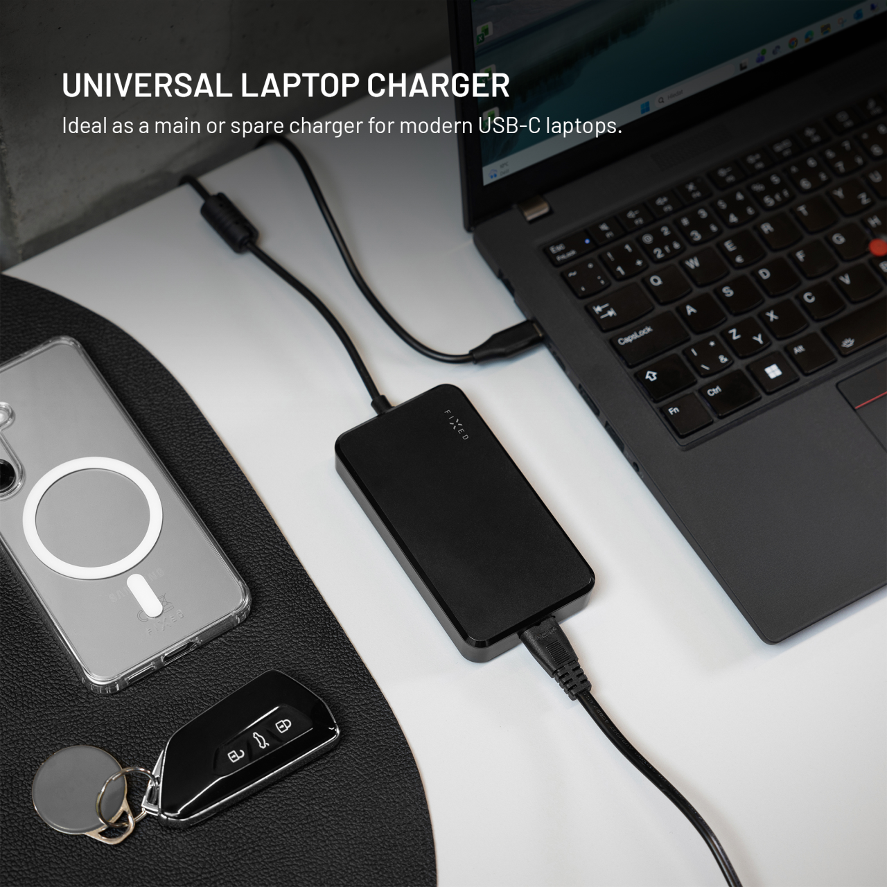 Nabíjecí adaptér FIXED GaN USB-C 100W černý