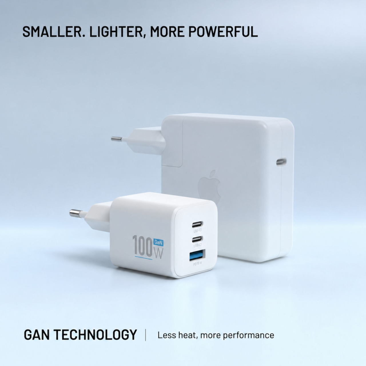 GaN nabíječka do sítě 100W s 2xUSB-C a USB výstupem, podpora PD - Fixed Mini, bílá