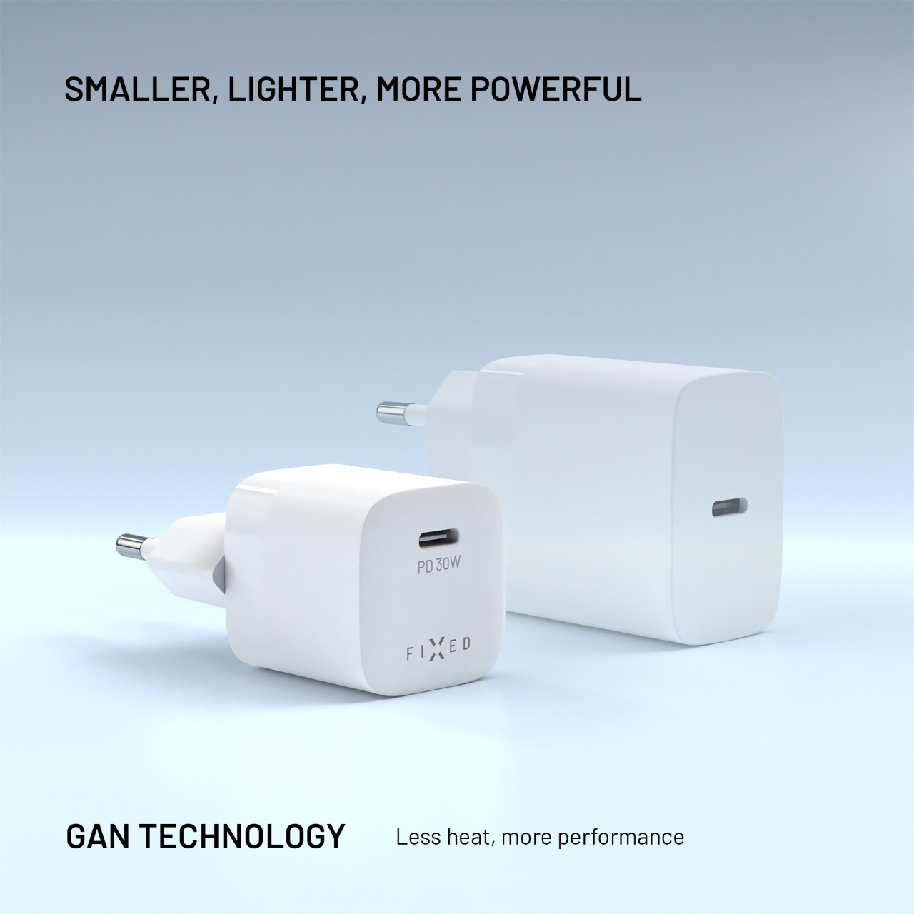 Síťová GaN nabíječka FIXED Mini s USB-C výstupem a podporou PD, 30W, bílá