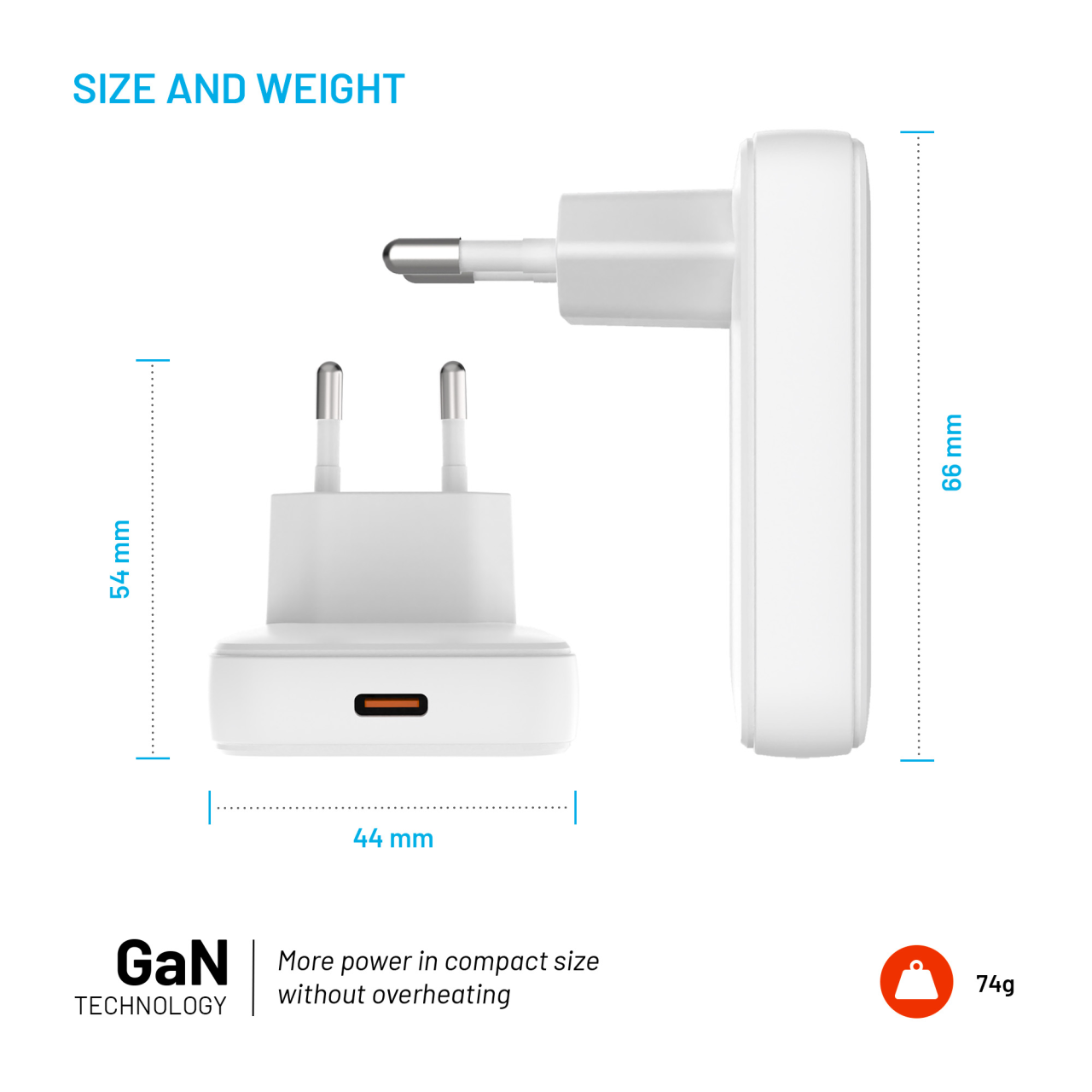 FIXED Síťová GaN nabíječka Slim s USB-C výstupem a podporou PD, 30W, bílá
