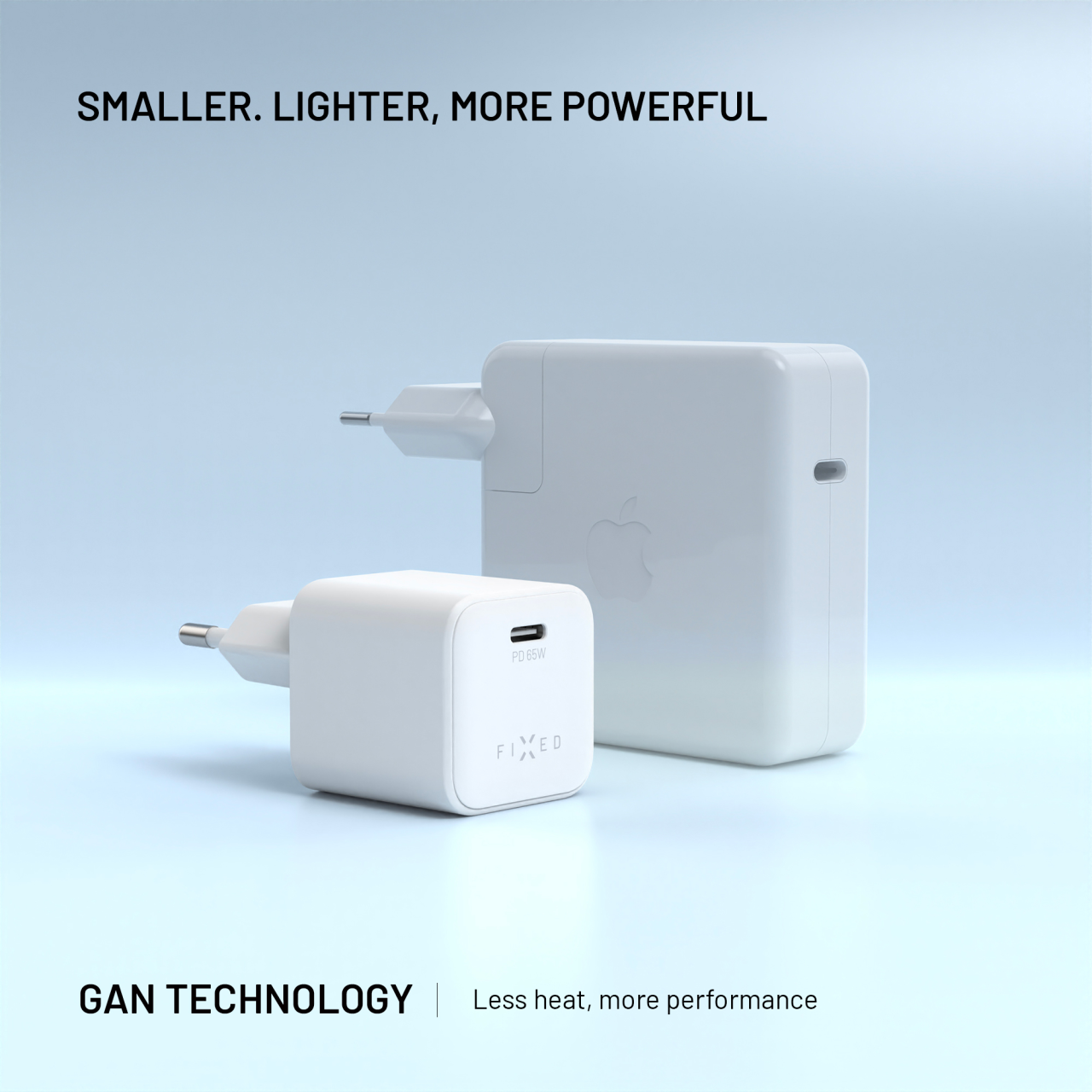 Síťová GaN nabíječka FIXED Mini s USB-C výstupem a podporou PD, 65W, bílá