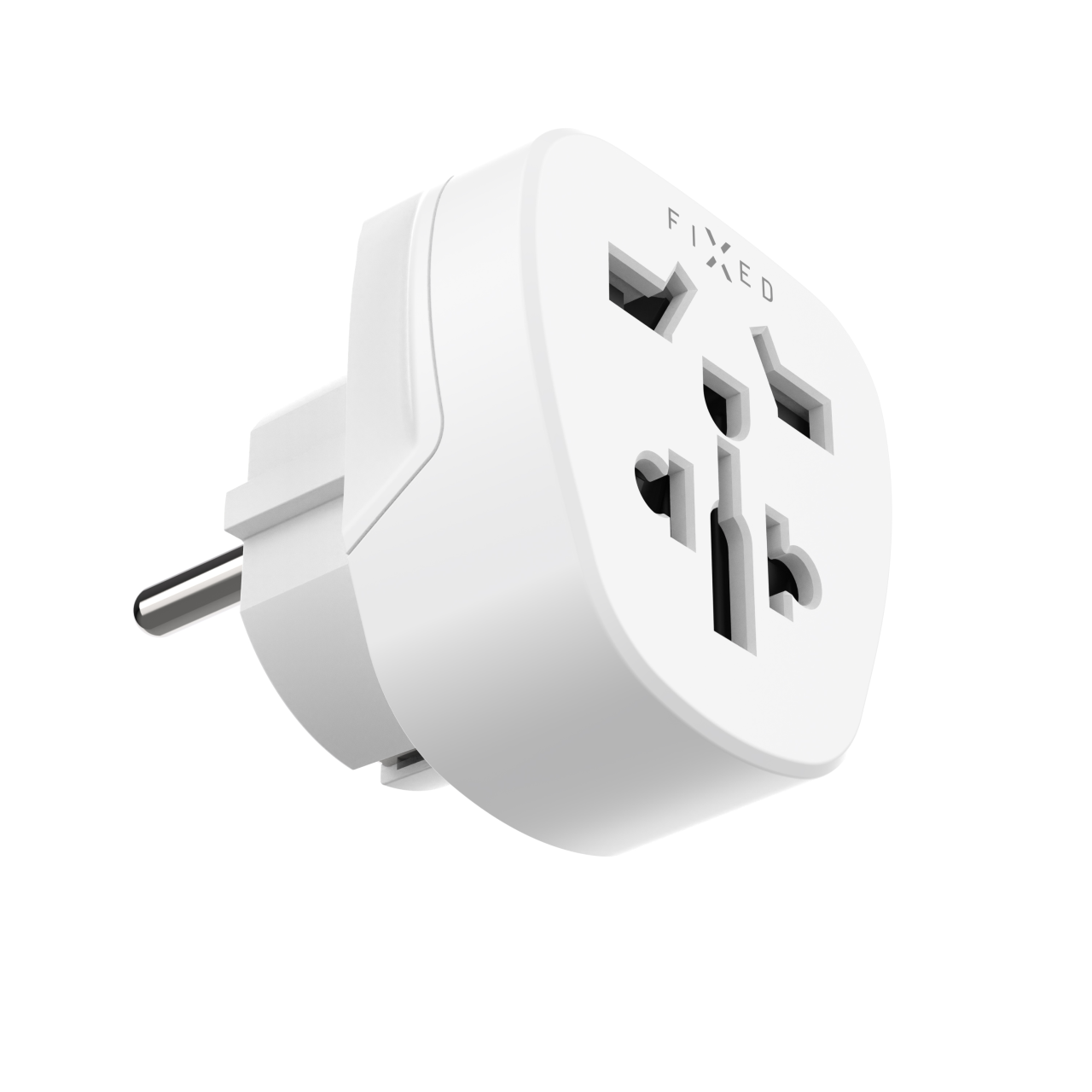 Adaptér FIXED EU Adapter 2 pro zapojení UK, US, AUS nabíječek do EU zásuvek, bílý