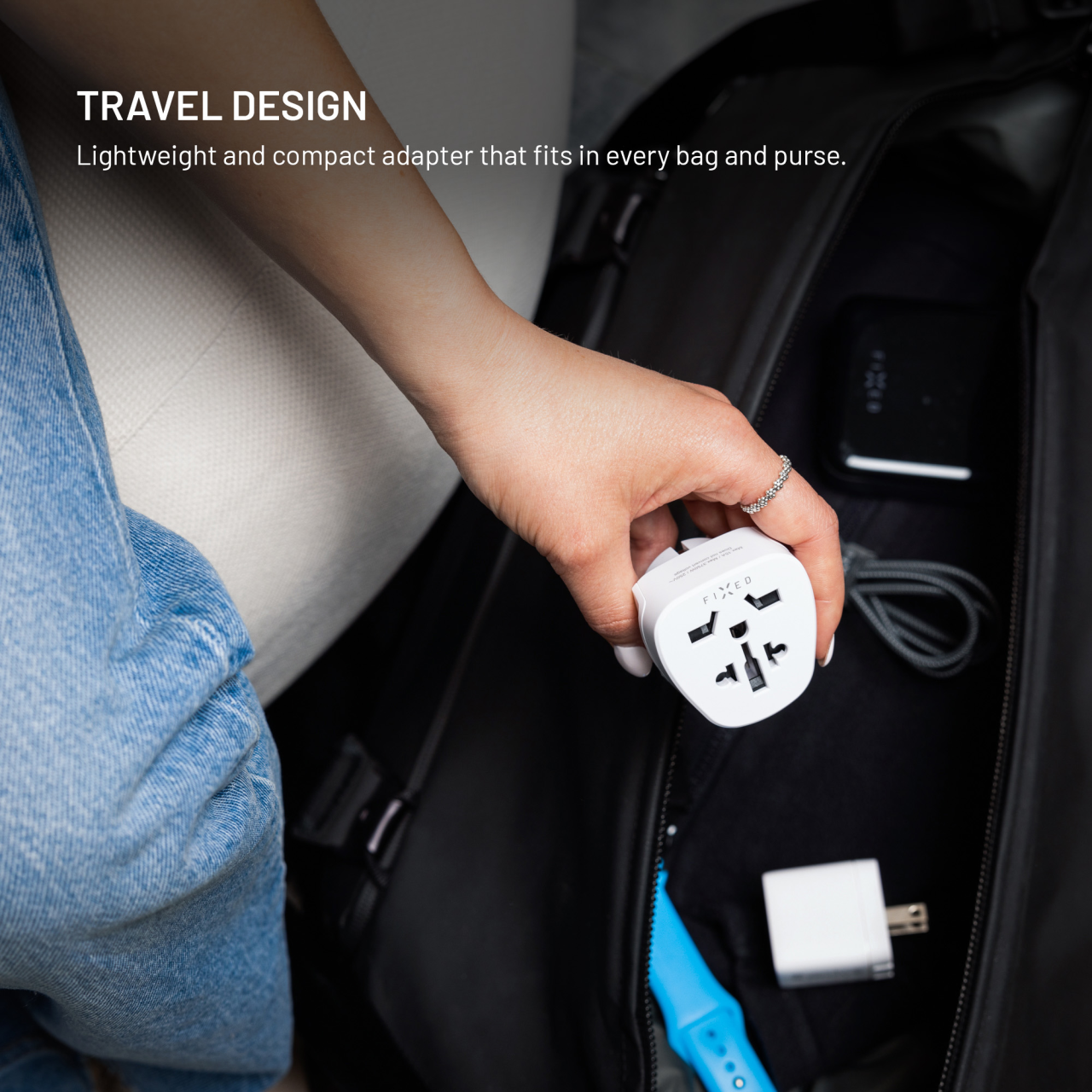 Adaptér FIXED EU Adapter 2 pro zapojení UK, US, AUS nabíječek do EU zásuvek, bílý