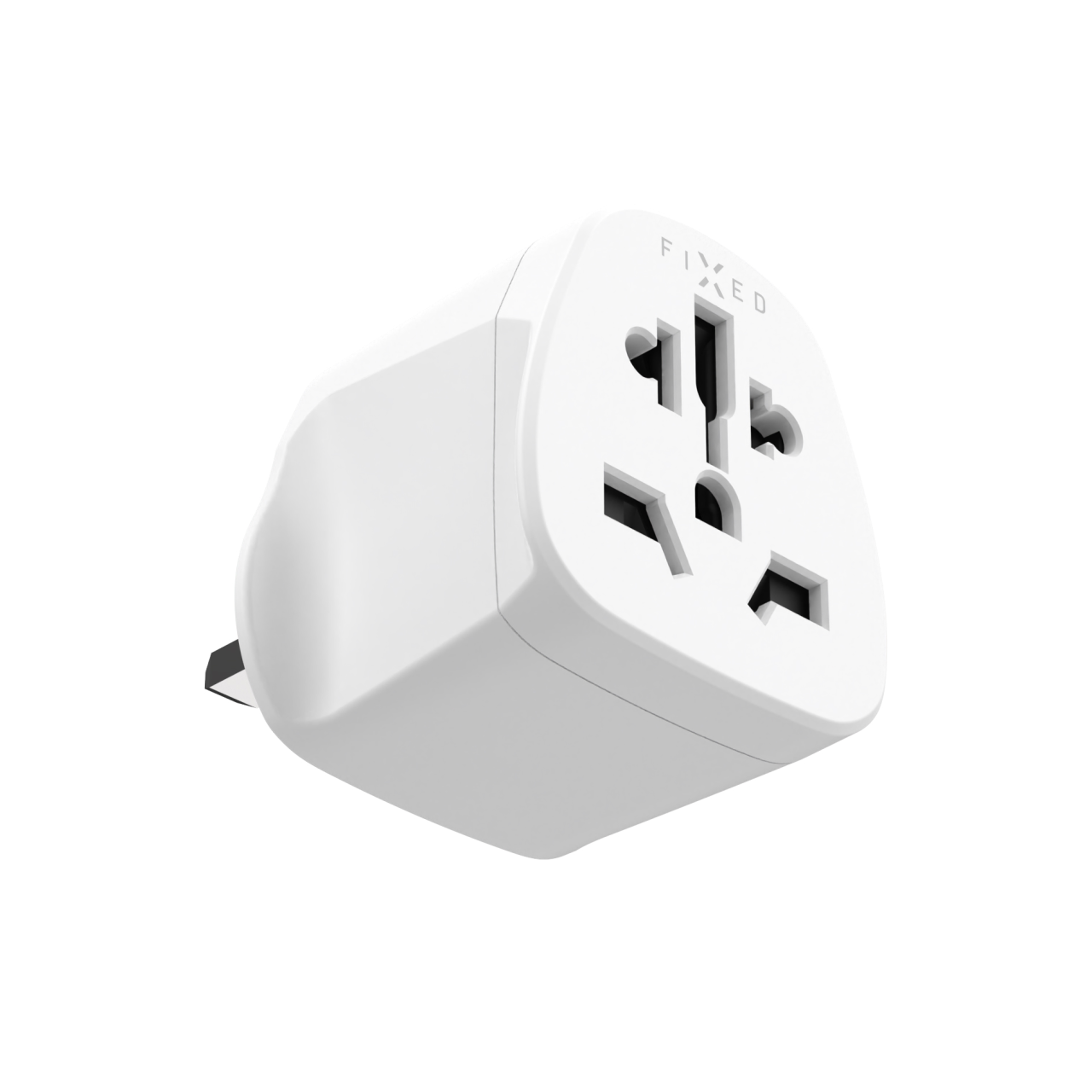 FIXED Adaptér UK  Adapter pro zapojení UK, US, AUS nabíječek do UK zásuvek, bílý