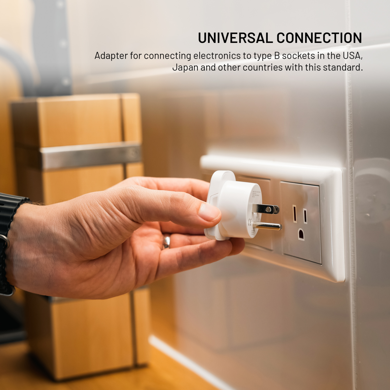 FIXED Adaptér USA Adapter pro zapojení UK, US, AUS nabíječek do USA zásuvek, bílý