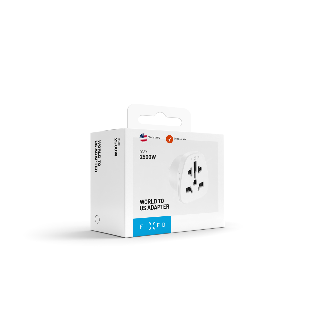 FIXED Adaptér USA Adapter pro zapojení UK, US, AUS nabíječek do USA zásuvek, bílý