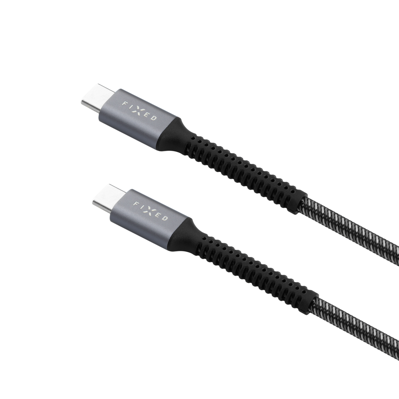 FIXED Dlouhý nabíjecí a datový odolný kabel Armor s konektory USB-C/USB-C a podporou PD, 2m, USB 2.0, 240W, šedý