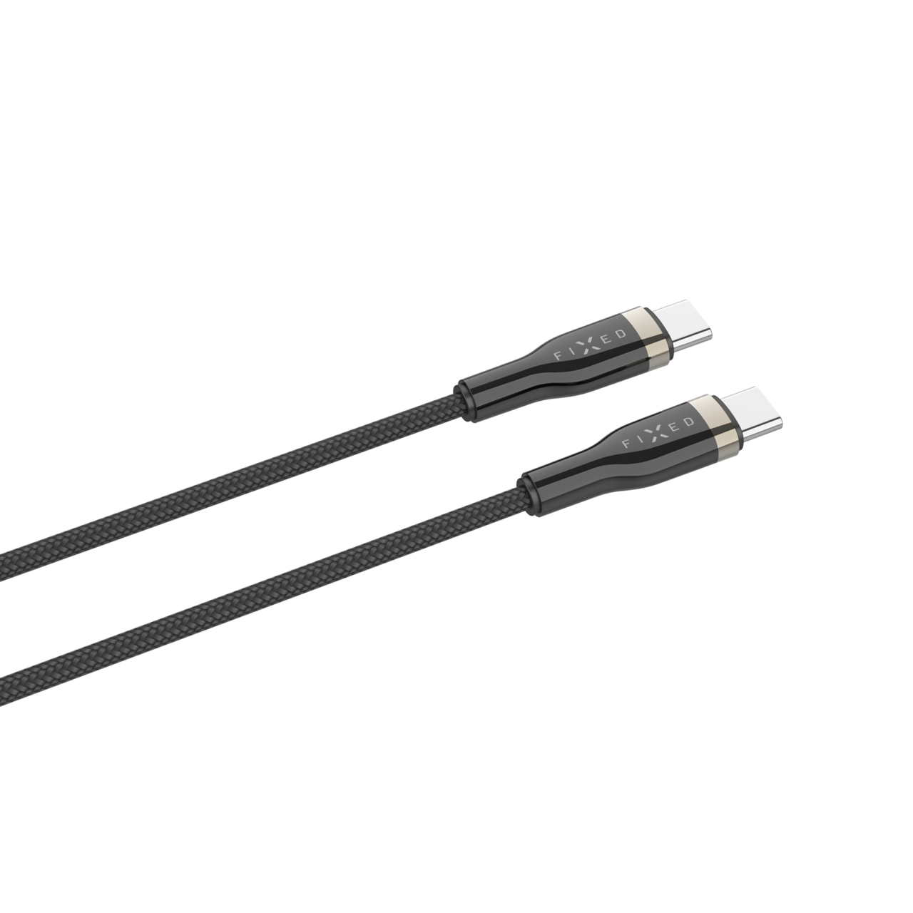 FIXED Krátký nabíjecí a datový opletený kabel s konektory USB-C/USB-C a podporou PD, 0.5m, USB 2.0, 100W, černý