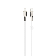 FIXED Krátký nabíjecí a datový opletený kabel s konektory USB-C/Lightning a podporou PD, 0.5 m, MFI, bílý