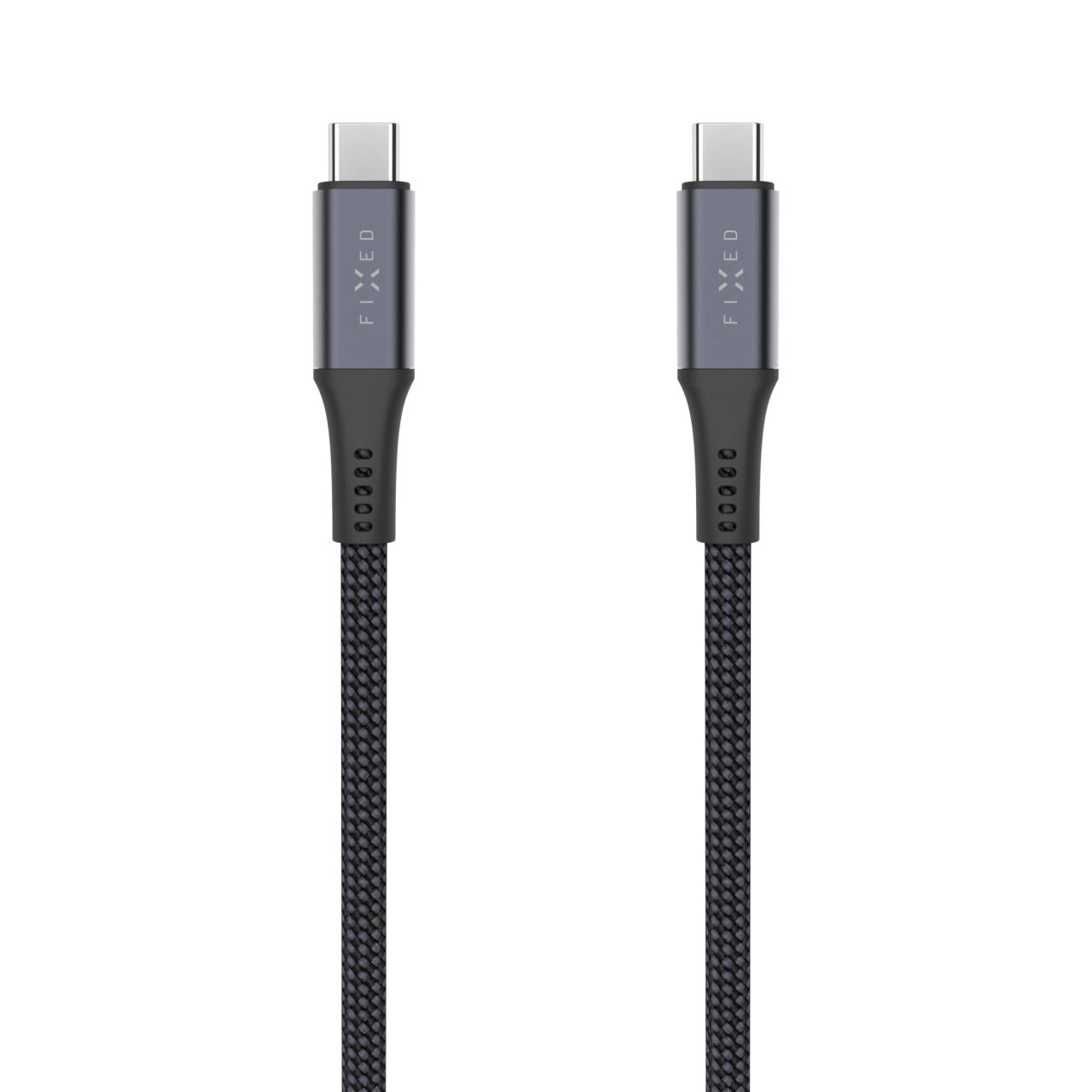 FIXED Dlouhý nabíjecí a datový opletený kabel s konektory USB-C/USB-C, PD 3.1, 2 m, USB4gen2 20Gbps, 4K60Hz, 240W, šedý
