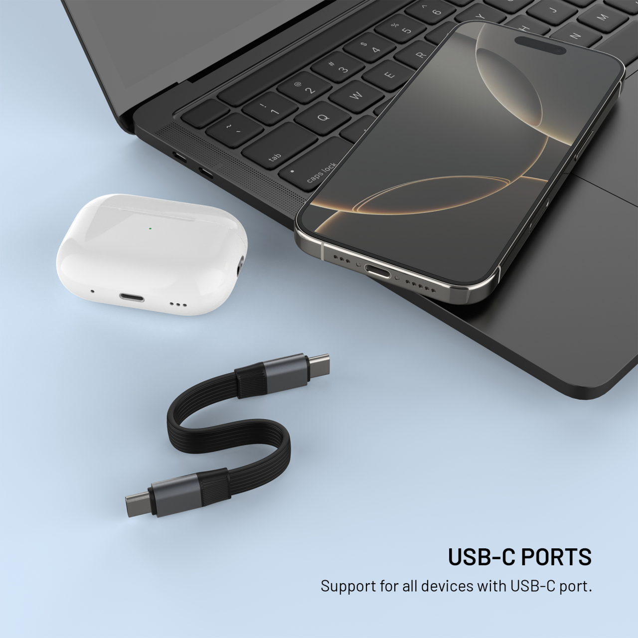Kabel FIXED Clip USB-C/USB-C 240W černý