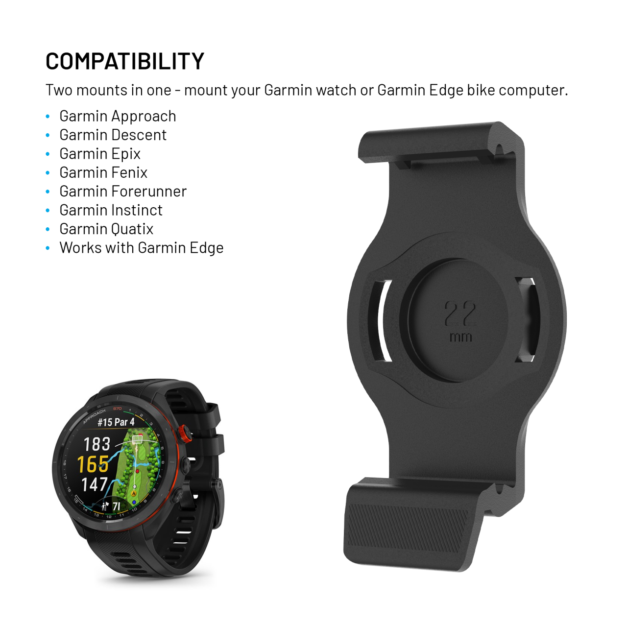 Držák chytrých hodinek na kolo FIXED Dock for Garmin 22mm, černý