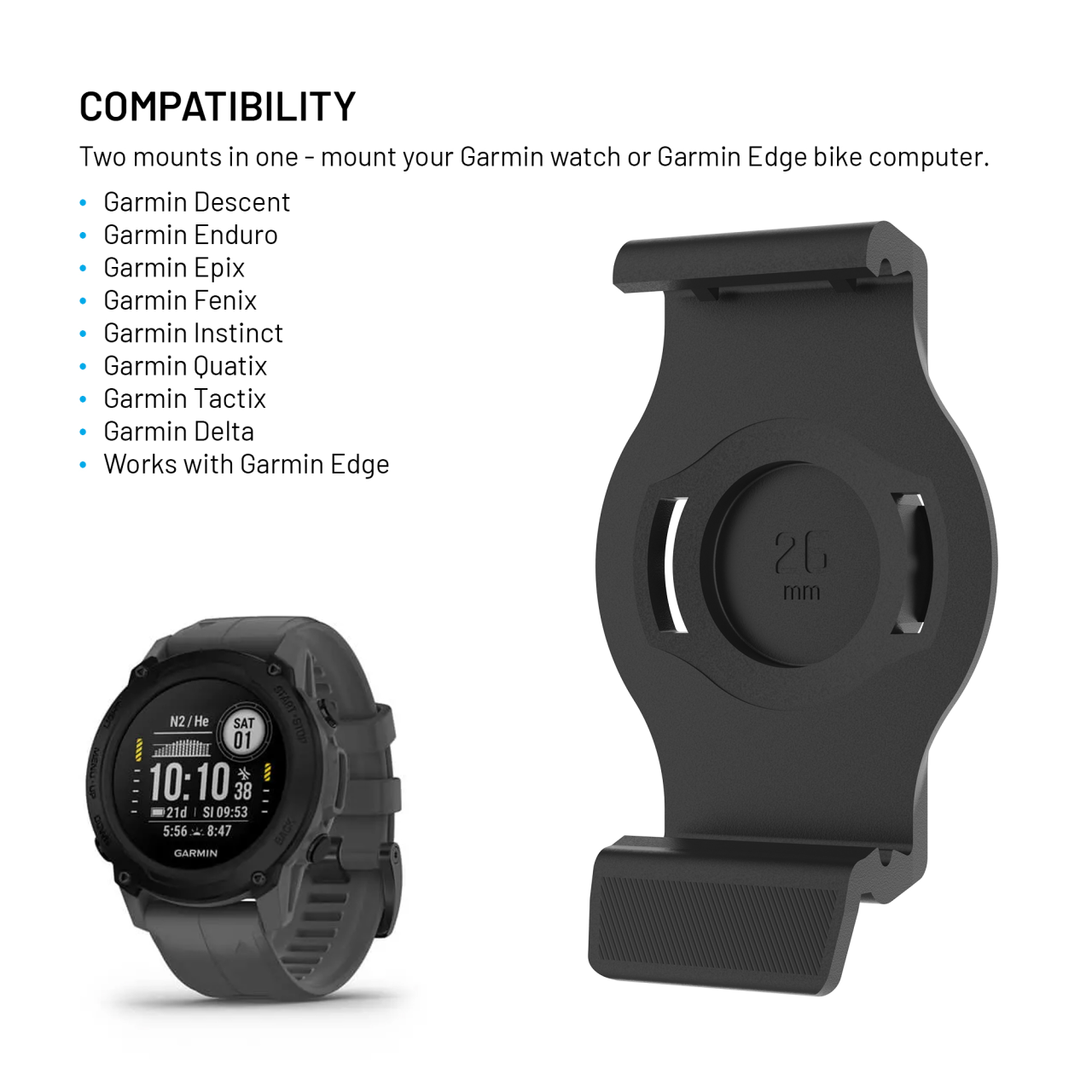 Držák chytrých hodinek na kolo FIXED Dock for Garmin 26mm, černý