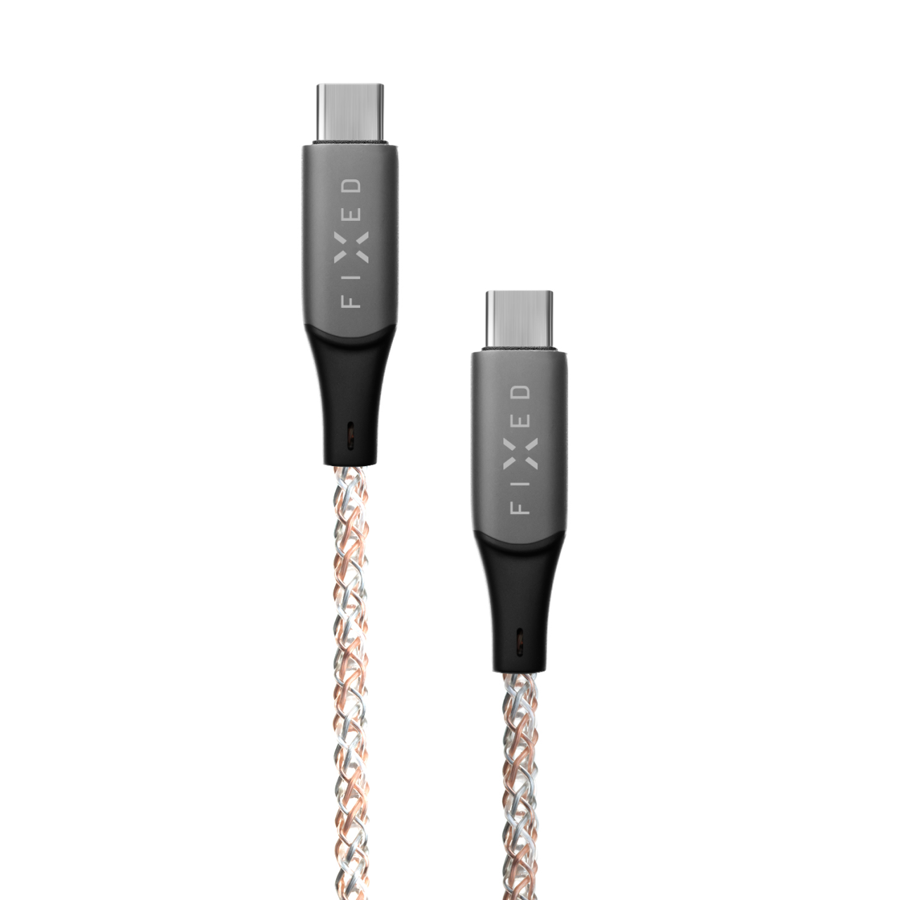FIXED Svítící nabíjecí kabel s konektory USB-C/USB-C a podporou PD, 1,2 metr, 60W, duhový