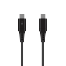 Krátký nabíjecí a datový Liquid silicone kabel FIXED s konektory USB-C/USB-C a podporou PD, 0.3m, USB 2.0, 60W, černý