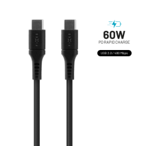 FIXED Krátký nabíjecí a datový Liquid silicone kabel s konektory USB-C/USB-C a podporou PD, 0.5m, USB 2.0, 60W, černý