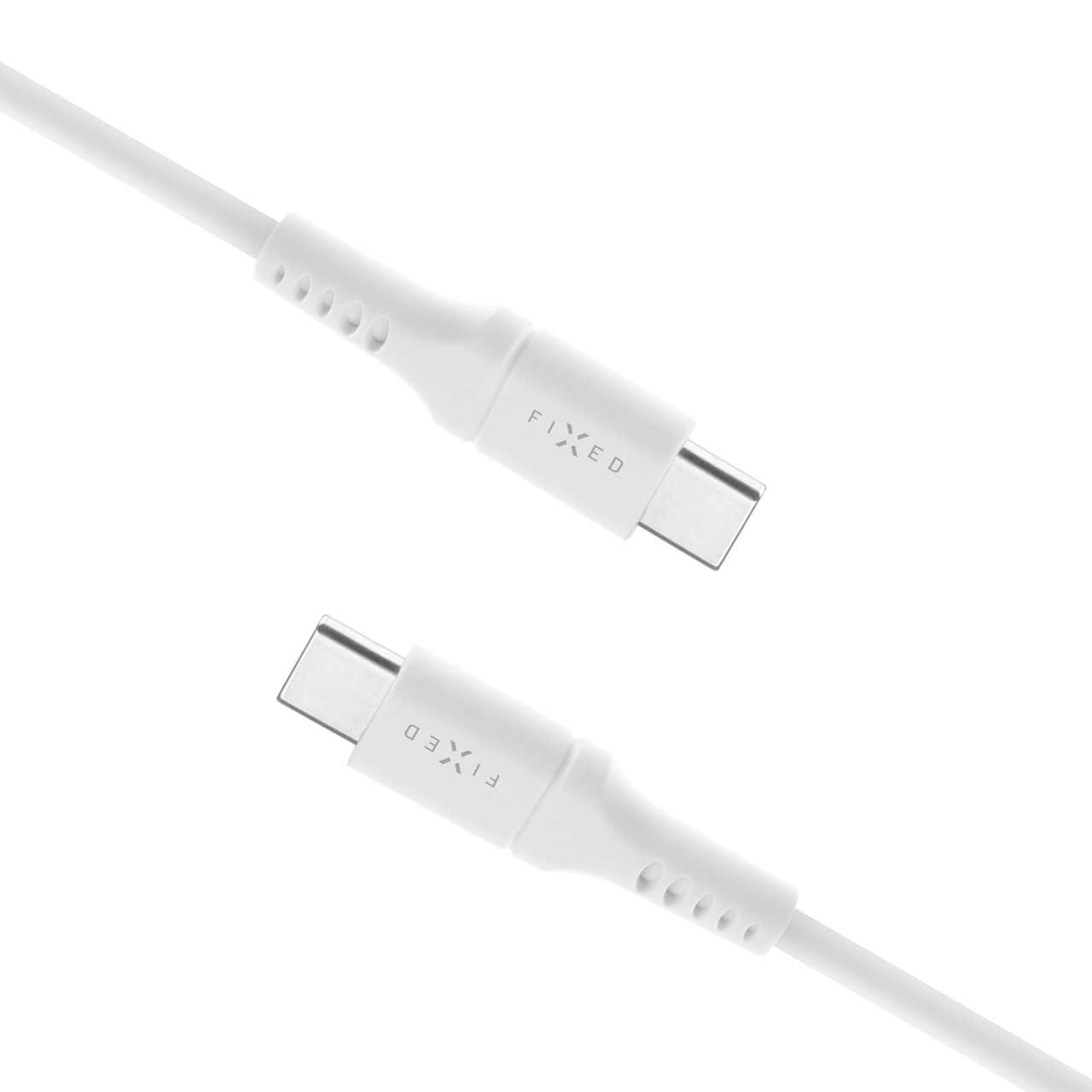 FIXED Nabíjecí a datový Liquid silicone kabel s konektory USB-C/USB-C a podporou PD, 1.2m, USB 2.0, 60W, bílý
