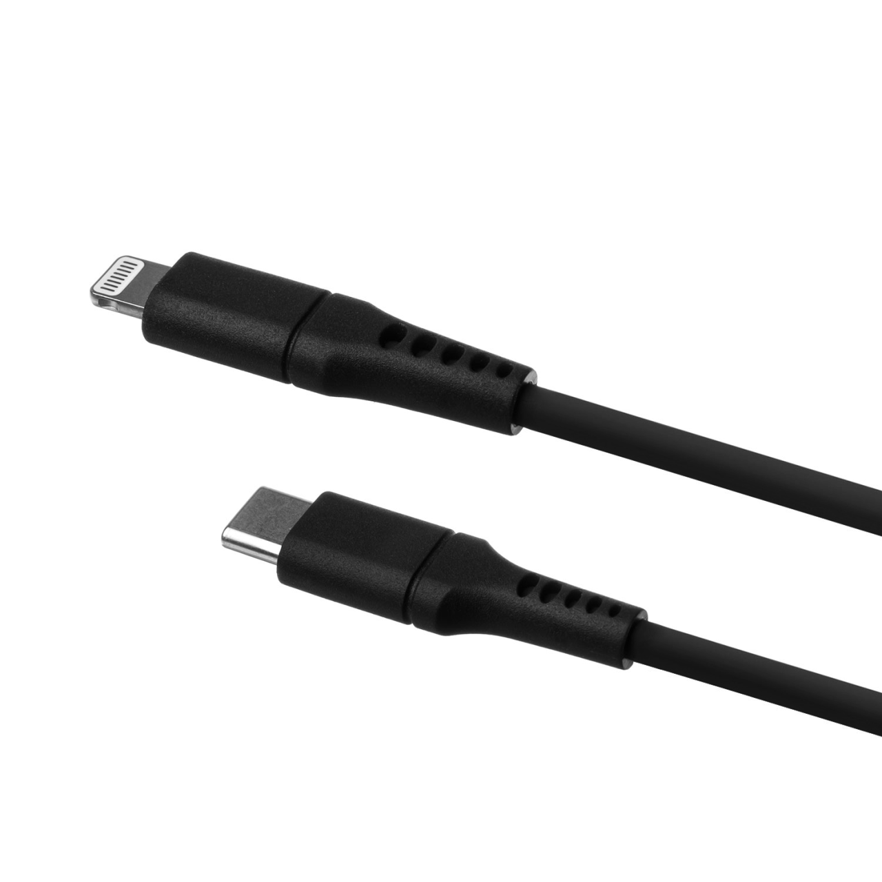 FIXED Nabíjecí a datový Liquid silicone kabel s konektory USB-C/Lightning a podporou PD, 1.2m, MFI, černý