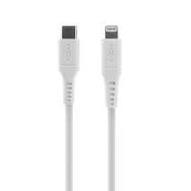 FIXED Nabíjecí a datový Liquid silicone kabel s konektory USB-C/Lightning a podporou PD, 1.2m, MFI, bílý