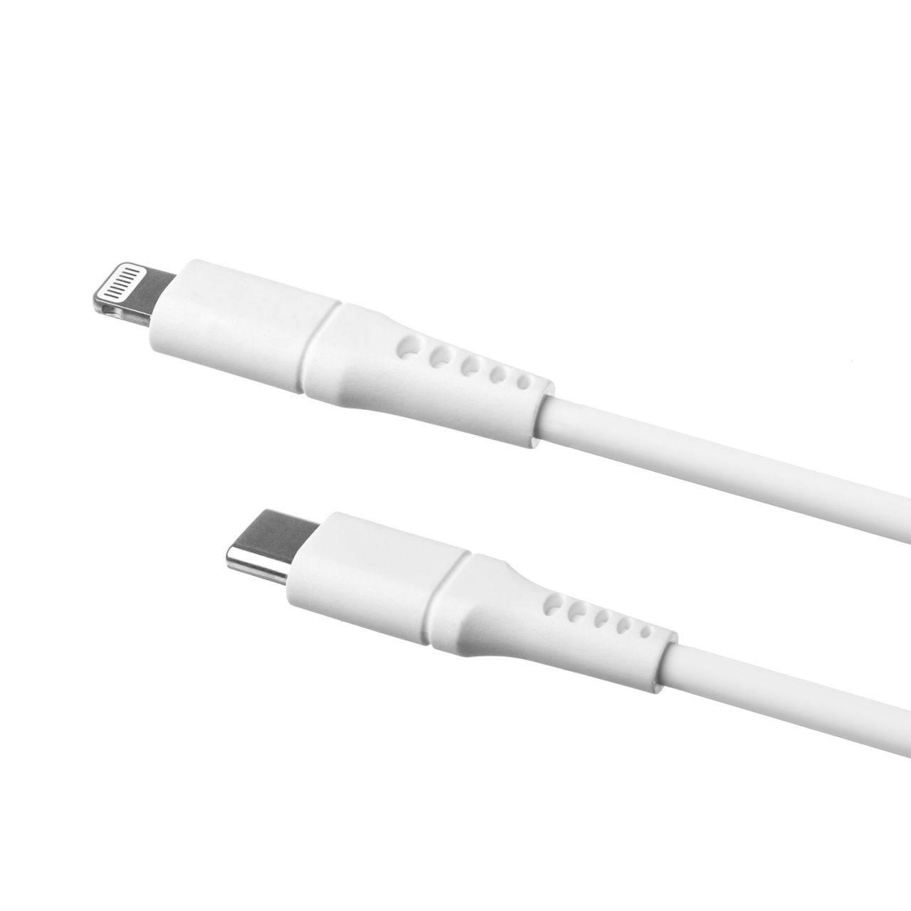 FIXED Nabíjecí a datový Liquid silicone kabel s konektory USB-C/Lightning a podporou PD, 1.2m, MFI, bílý