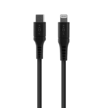FIXED Dlouhý nabíjecí a datový Liquid silicone kabel s konektory USB-C/Lightning a podporou PD, 2m, MFI, černý
