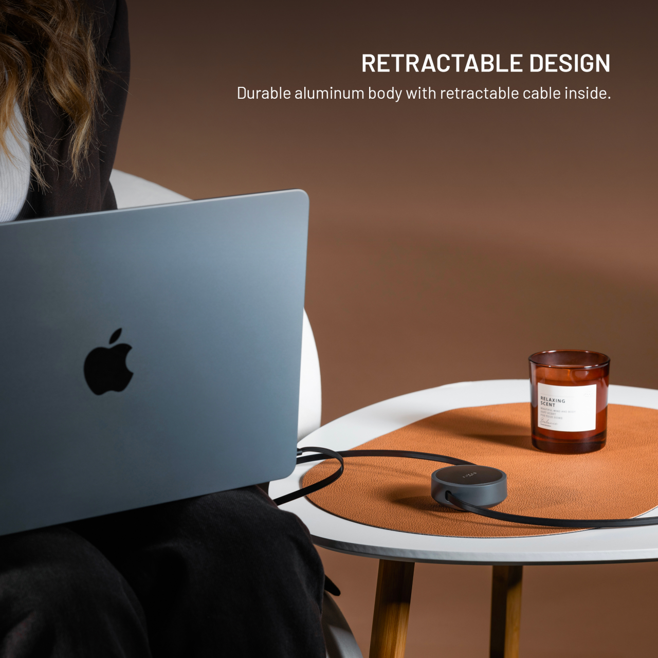 Navíjecí kabel FIXED Retractable Cable s konektory USB-C/USB-C, 1m, PD 100W, 480Mbps, šedý