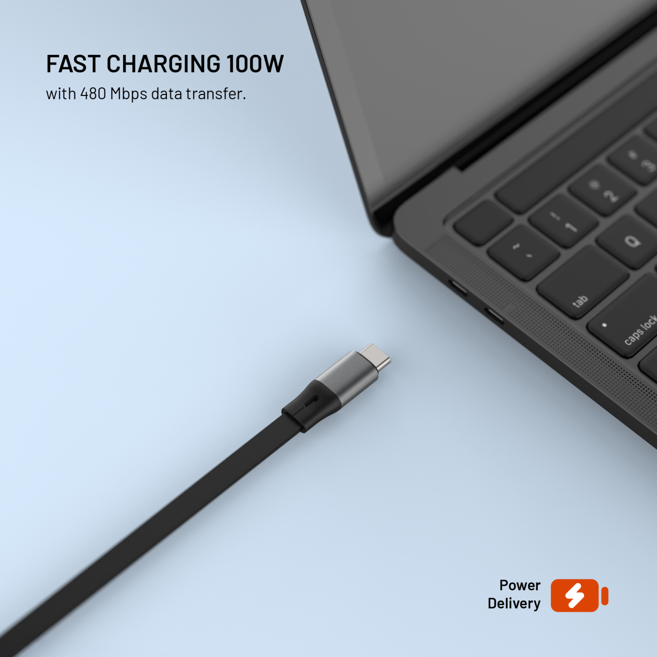 Navíjecí kabel FIXED Retractable Cable s konektory USB-C/USB-C, 1m, PD 100W, 480Mbps, šedý