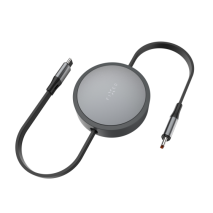 Navíjecí kabel FIXED Retractable Cable s konektory USB-C/USB-C, 1m, PD 100W, 480Mbps, šedý