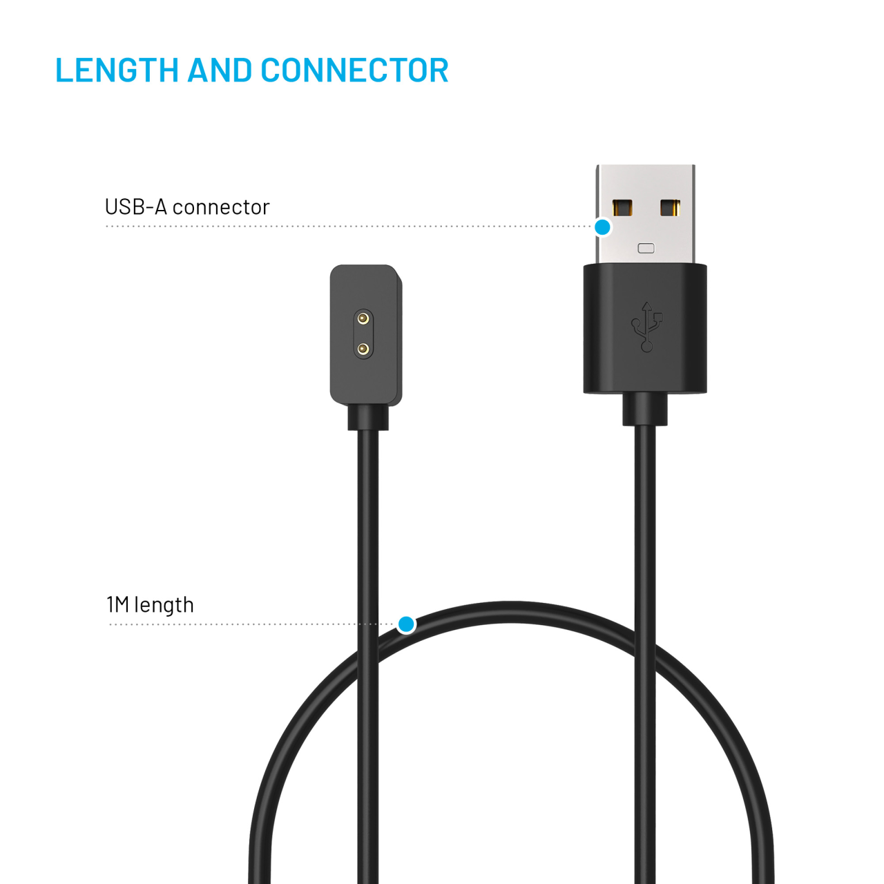 FIXED Nabíjecí USB-A kabel pro Xiaomi Mi Band/Smart Band 8/9/Pro/Active, černý