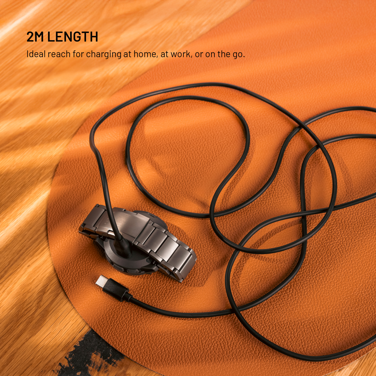 Nabíjecí USB-C kabel FIXED pro smartwatch Garmin Forerunner/Fenix/Venu/Vívoactive/Instinct, 2m, černý