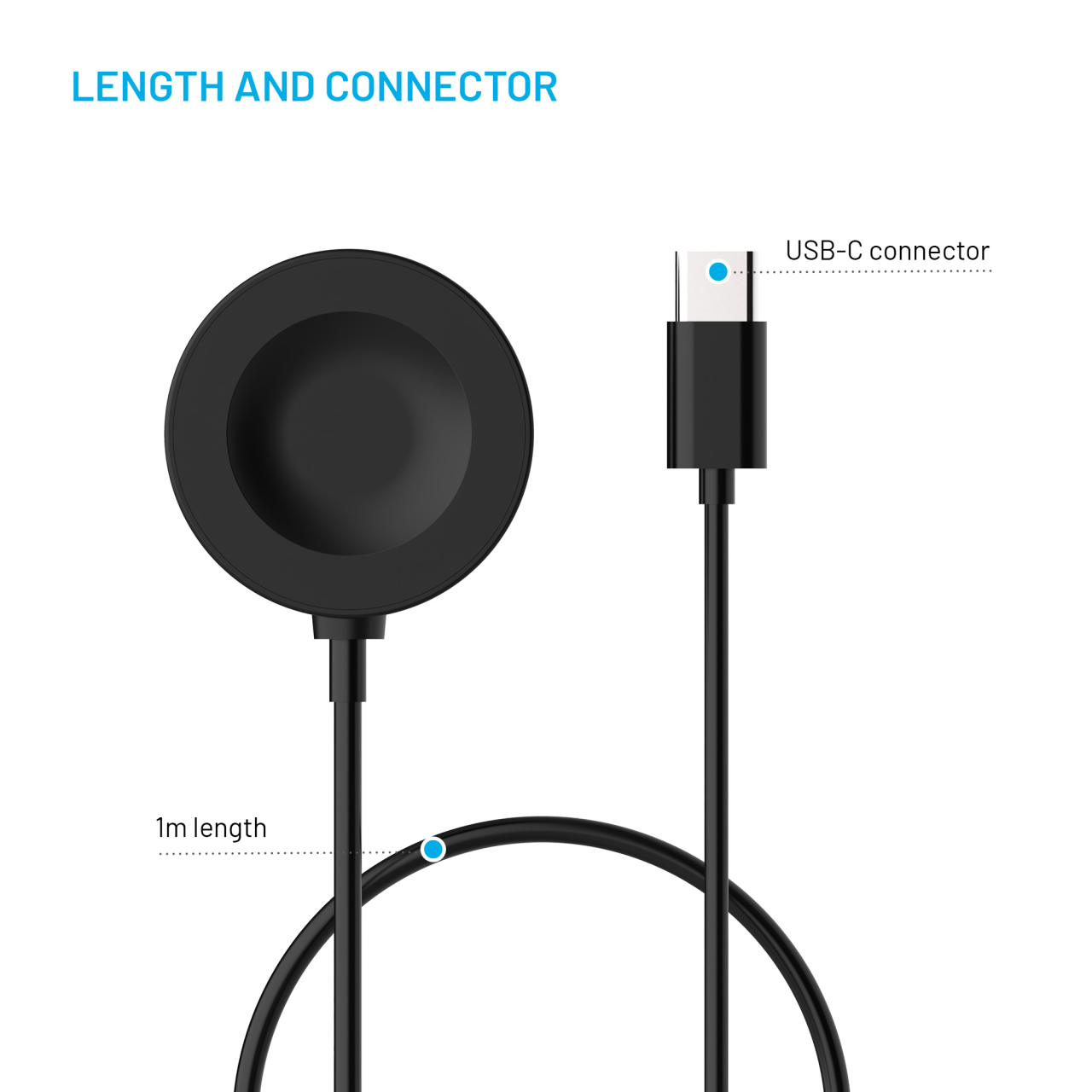 FIXED Nabíjecí USB-C kabel pro Huawei Watch GT 2 Pro/3/3 Pro/4/4 Pro/5/5 Pro, černý