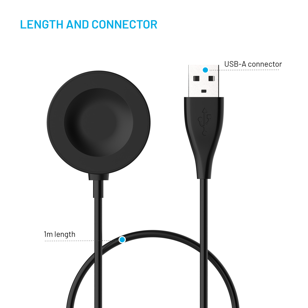 FIXED Nabíjecí USB-A kabel pro Huawei Watch GT 2 Pro/3/3 Pro/4/4 Pro/5/5 Pro, černý