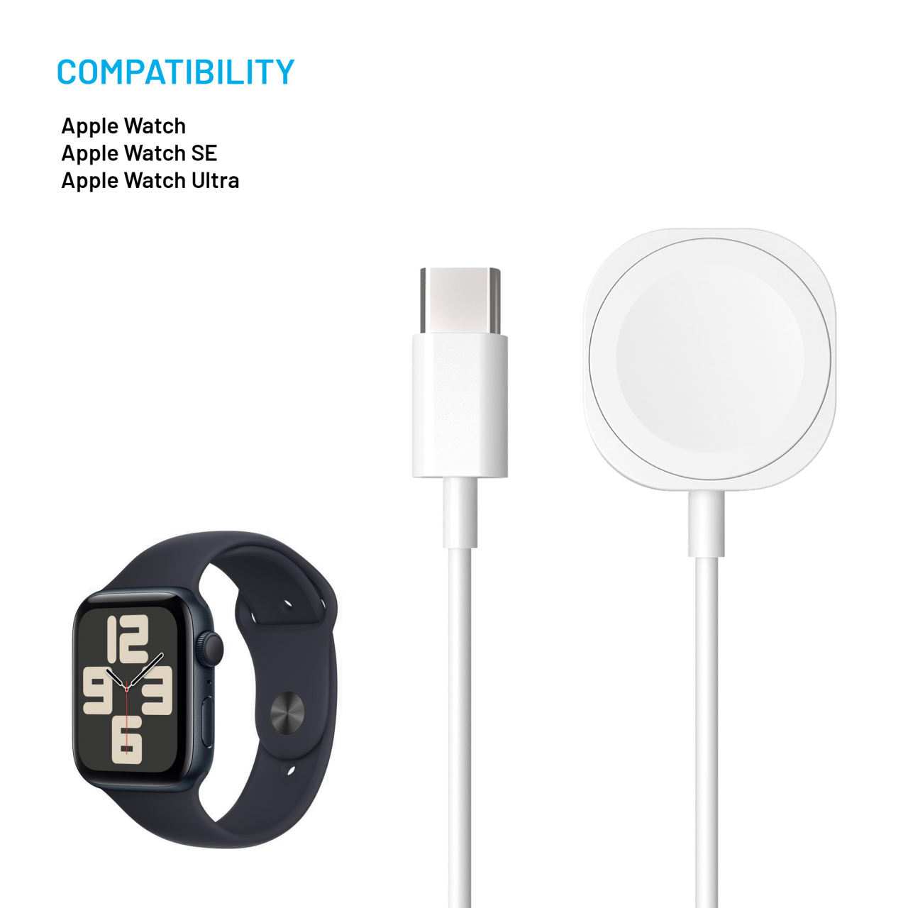FIXED Nabíjecí USB-C kabel pro Apple Watch, bílý