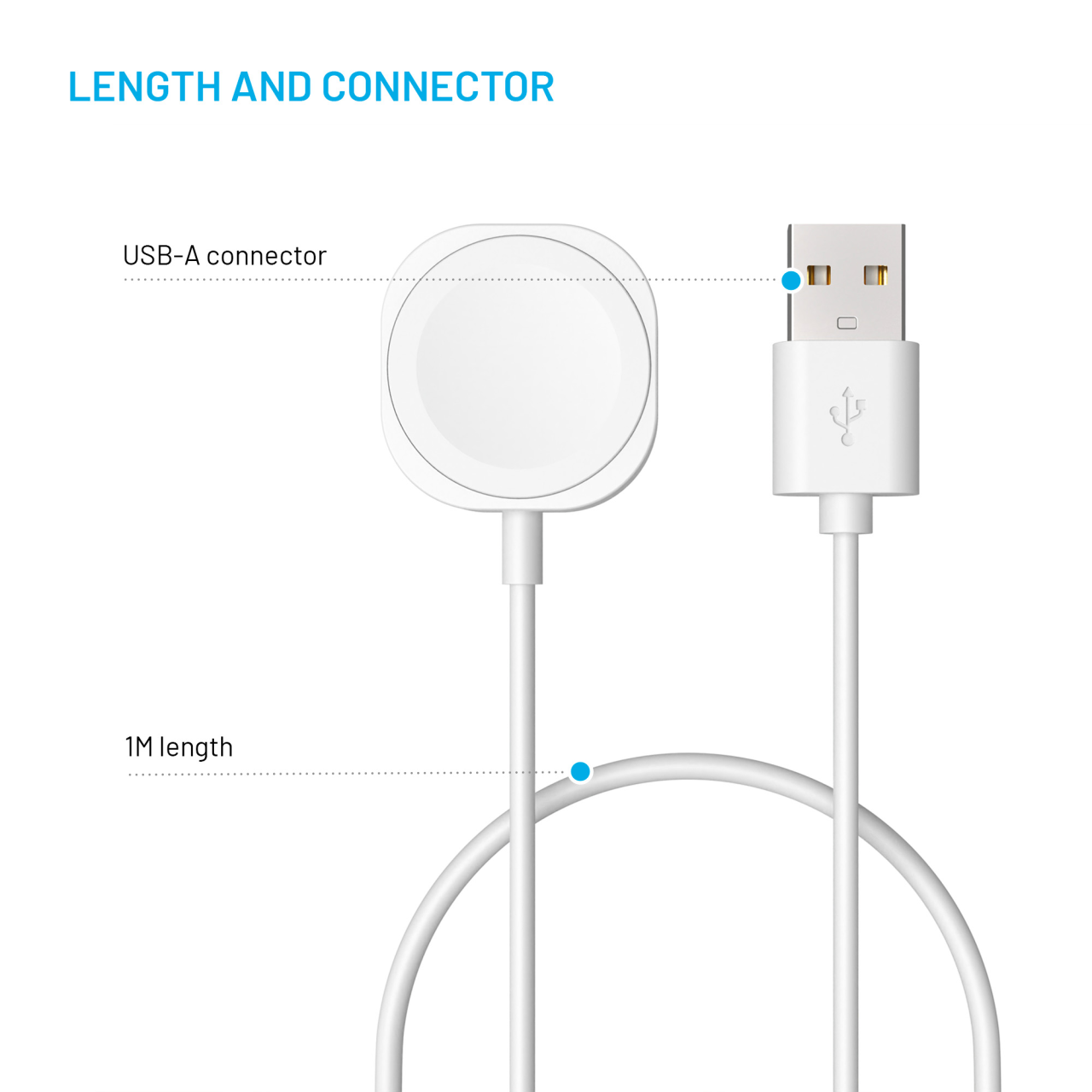FIXED Nabíjecí USB-A kabel pro Apple Watch, bílý
