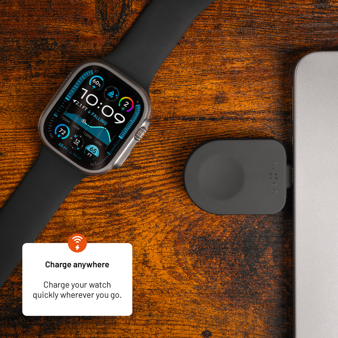 Nabíjecí USB-C adaptér FIXED pro Apple Watch kompatibilní s Powerstation Uni, černý
