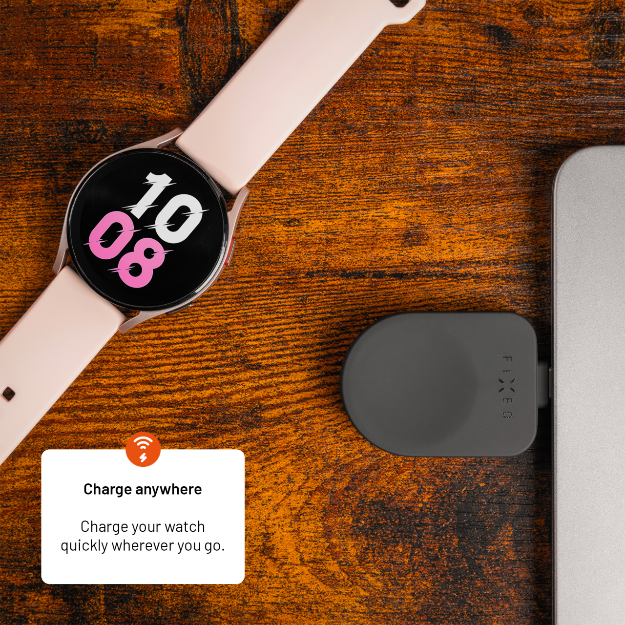 Nabíjecí USB-C adaptér FIXED pro Samsung Galaxy Watch kompatibilní s Powerstation Uni, černý
