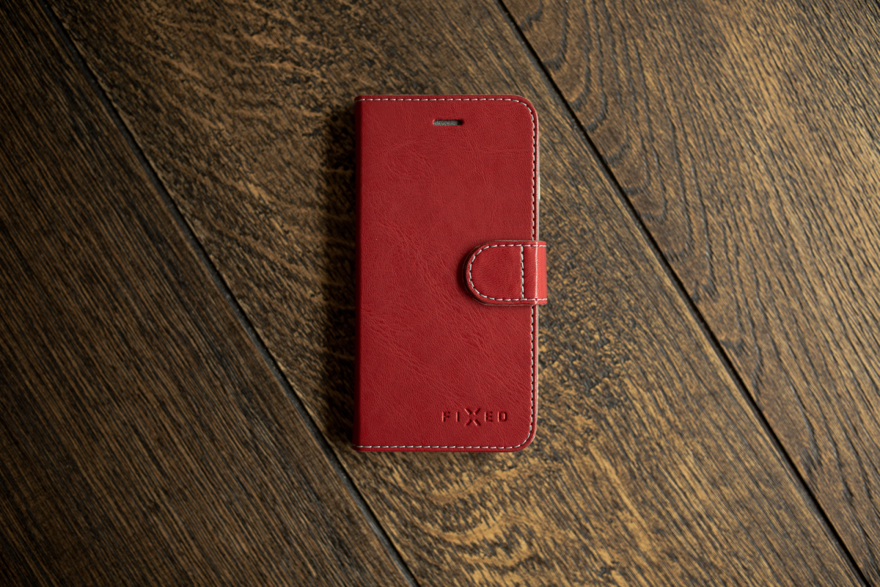 FIXED Pouzdro typu kniha Fit pro Apple iPhone 12 Pro Max, červené