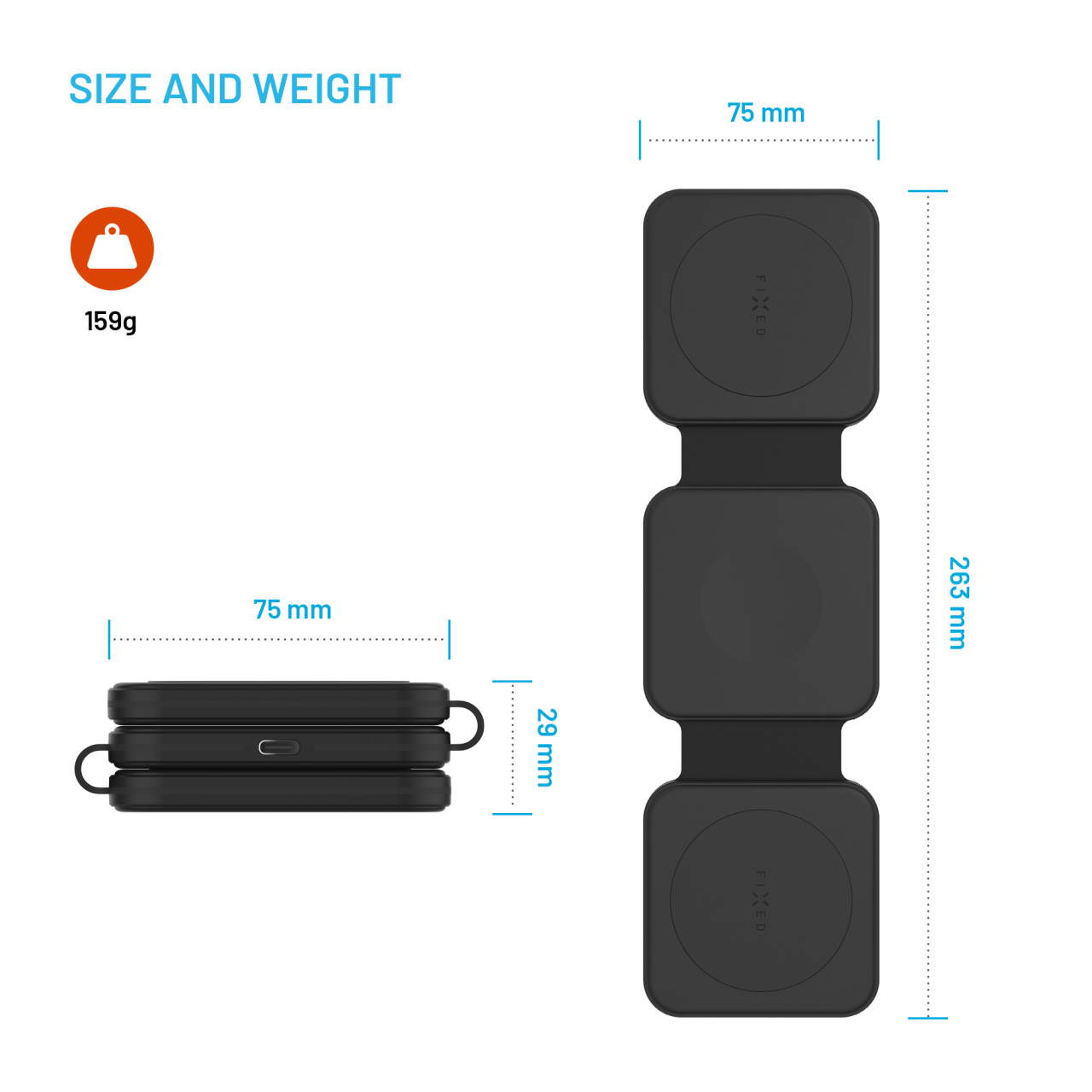 FIXED Bezdrátová skládací nabíječka 3v1 Flex for Samsung, 15W+3W+15W, černá