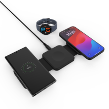 FIXED Bezdrátová skládací nabíječka 3v1 Flex for Samsung, 15W+3W+15W, černá