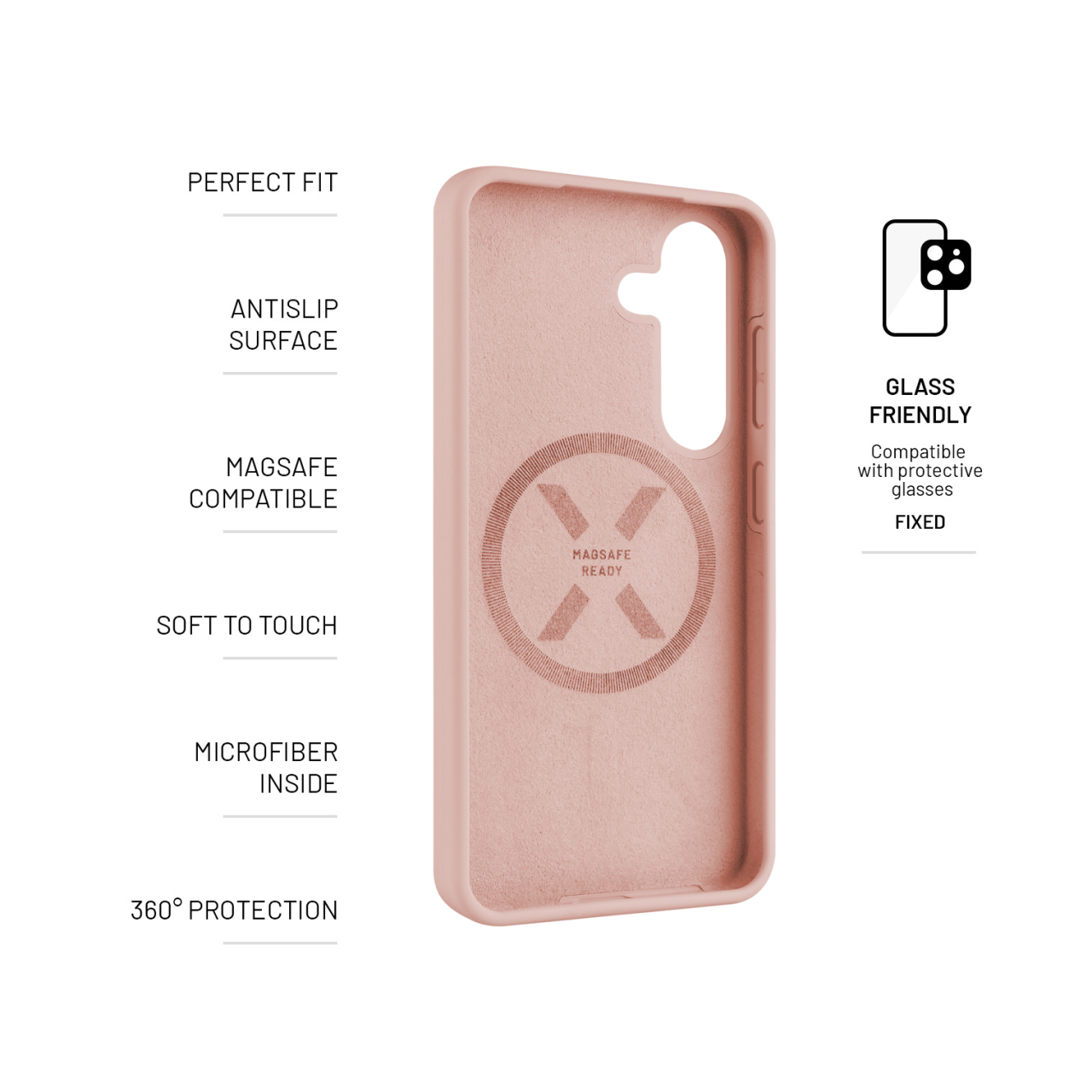 FIXED Zadní kryt MagFlow s podporou MagSafe pro Samsung Galaxy S25, růžový