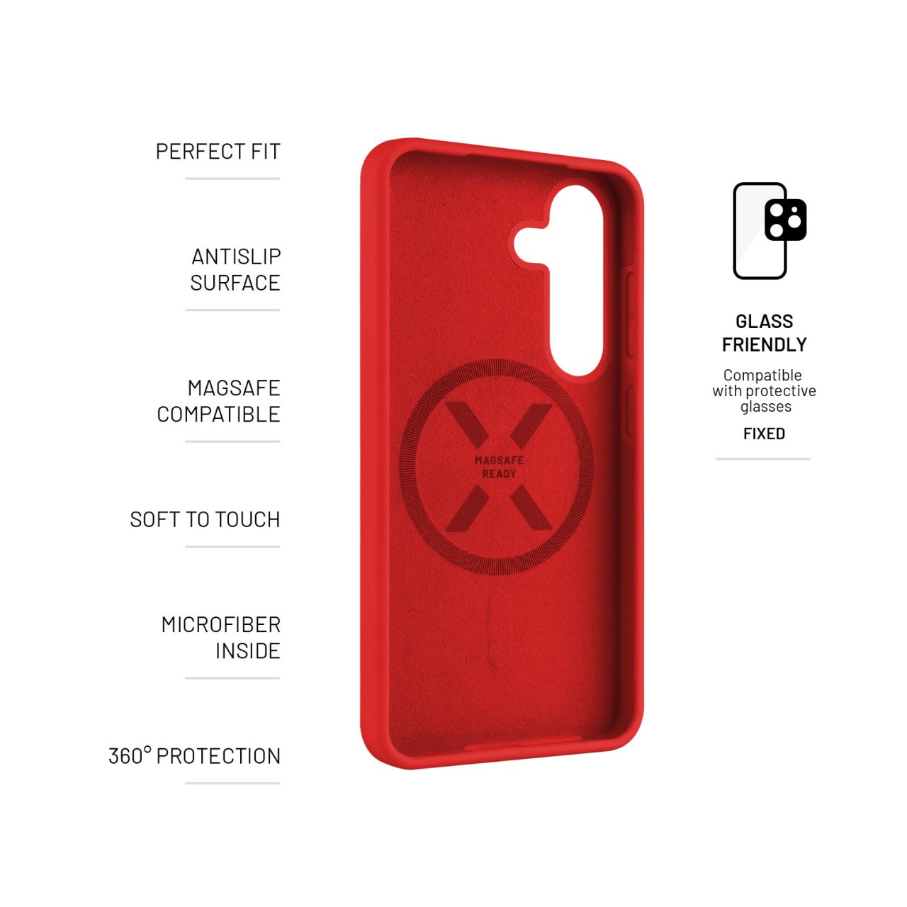 FIXED Zadní kryt MagFlow s podporou MagSafe pro Samsung Galaxy S25, červený